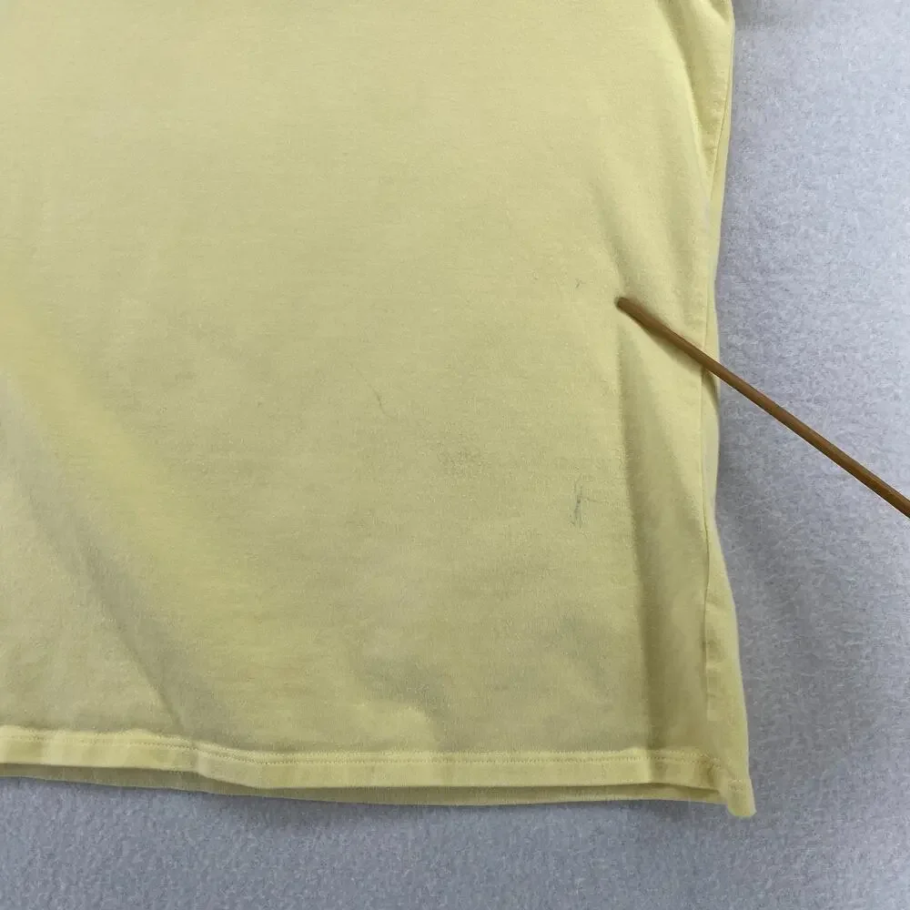 EILEEN FISHER Top S Stretch Organic Cotton Scoop Neck Cap Sleeve Yellow USA - Picture 8 of 13